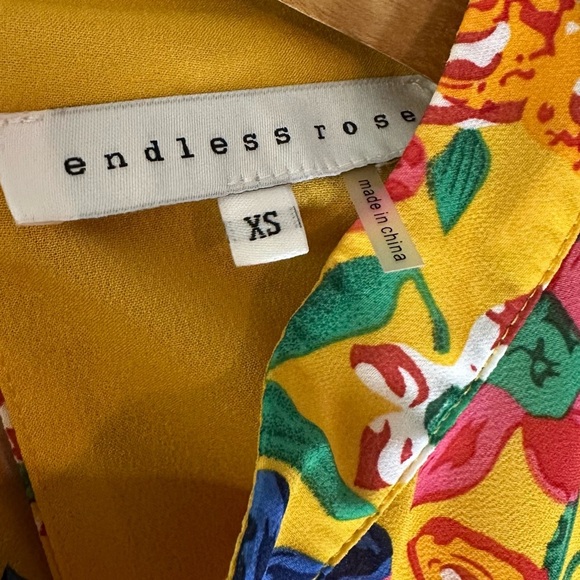 Endless Rose Multicolor Floral Long Sleeve Tie Back Ruffle Romper - Picture 6 of 8